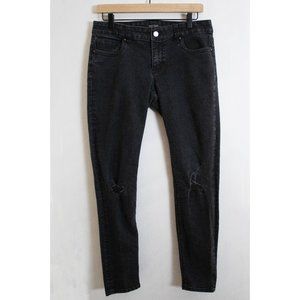 White House Black Market Distressed Skinny Leg Stretch Jeans - Black - 6